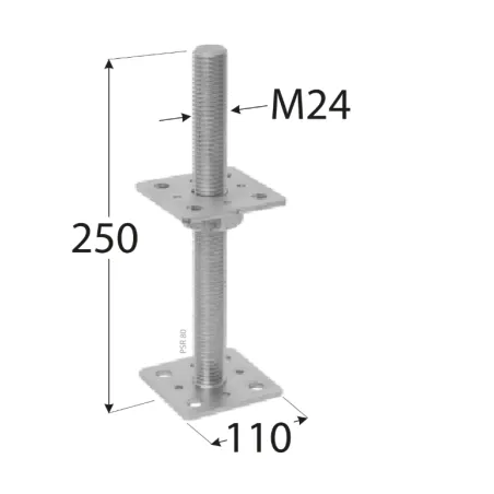 Podstawa Słupa Regulowana Domax Psr 100 M24 100X250X4 Do Betonu