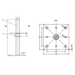 PODSTAWA SŁUPA REGULOWANA DOMAX PSR 100 M24 100X250X4 DO BETONU