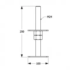 PODSTAWA SŁUPA REGULOWANA DOMAX PSR 100 M24 100X250X4 DO BETONU