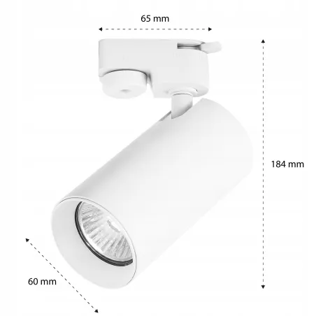 Reflektor Szynowy Lampa Led Gu10 Tangi 60 Mm Biały Do Szyn 1-Fazowych