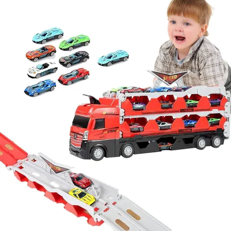 Ciężarówka Z Lawetą I Resorakami 3W1 Tor Z Katapultą 3+