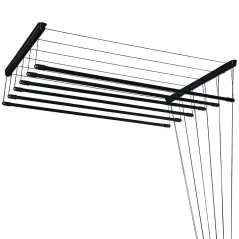 SUSZARKA SUFITOWA CZARNA 6 PRĘTÓW 120 CM NA PRANIE DO WEWNĄTRZ I NA ZEWNĄTRZ