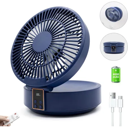 Cichy Wentylator Biurkowy Przenośny Usb 3 Prędkości 4000 Mah Z Pilotem I Oscylacją
