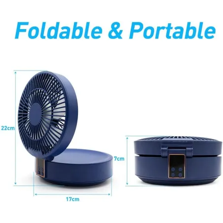Cichy Wentylator Biurkowy Przenośny Usb 3 Prędkości 4000 Mah Z Pilotem I Oscylacją