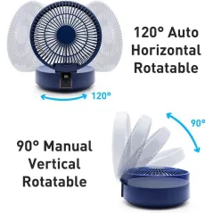 CICHY WENTYLATOR BIURKOWY PRZENOŚNY USB 3 PRĘDKOŚCI 4000 MAH Z PILOTEM I OSCYLACJĄ