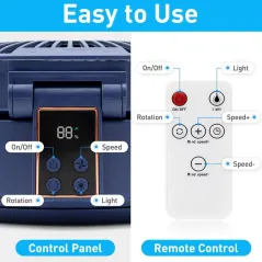 CICHY WENTYLATOR BIURKOWY PRZENOŚNY USB 3 PRĘDKOŚCI 4000 MAH Z PILOTEM I OSCYLACJĄ