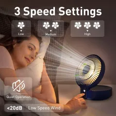 CICHY WENTYLATOR BIURKOWY PRZENOŚNY USB 3 PRĘDKOŚCI 4000 MAH Z PILOTEM I OSCYLACJĄ