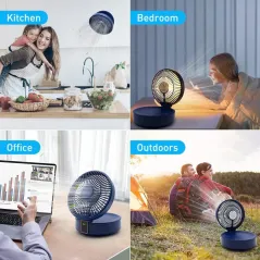 CICHY WENTYLATOR BIURKOWY PRZENOŚNY USB 3 PRĘDKOŚCI 4000 MAH Z PILOTEM I OSCYLACJĄ