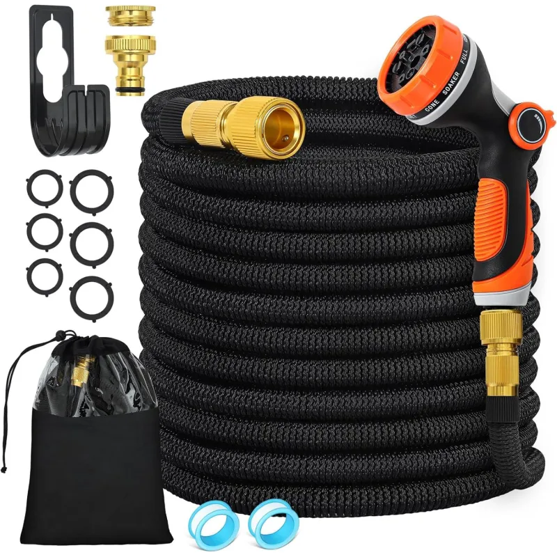 WĄŻ OGRODOWY ROZCIĄGLIWY 5–15M + PISTOLET 8W1 AKCESORIA ZESTAW DO PODLEWANIA