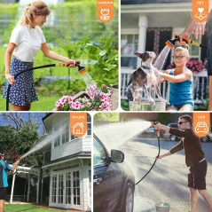 WĄŻ OGRODOWY ROZCIĄGLIWY 5–15M + PISTOLET 8W1 AKCESORIA ZESTAW DO PODLEWANIA