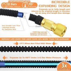 WĄŻ OGRODOWY ROZCIĄGLIWY 5–15M + PISTOLET 8W1 AKCESORIA ZESTAW DO PODLEWANIA