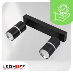 Lampa Sufitowa Kinkiet Spot 2X Gu10 Ledhoff Czarna Srebrna