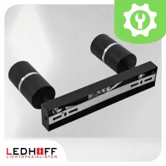 LAMPA SUFITOWA KINKIET SPOT 2X GU10 LEDHOFF CZARNA SREBRNA