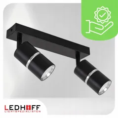 LAMPA SUFITOWA KINKIET SPOT 2X GU10 LEDHOFF CZARNA SREBRNA