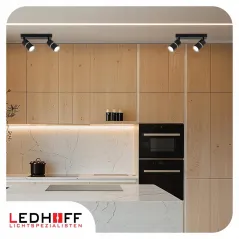 LAMPA SUFITOWA KINKIET SPOT 2X GU10 LEDHOFF CZARNA SREBRNA