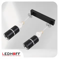 LAMPA SUFITOWA KINKIET SPOT 2X GU10 LEDHOFF CZARNA SREBRNA
