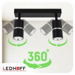 LAMPA SUFITOWA KINKIET SPOT 2X GU10 LEDHOFF CZARNA SREBRNA