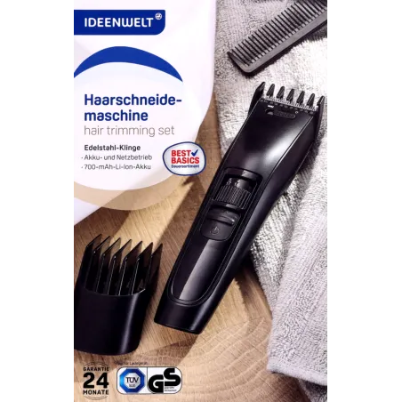 MASZYNKA DO STRZYŻENIA WŁOSÓW LI-ION 700 MAH 2 NASADKI IDEENWELT