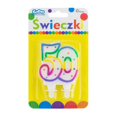ŚWIECZKA CYFRA 50 Z KROPECZKAMI 8CM - Godan