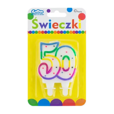 ŚWIECZKA CYFRA 50 Z KROPECZKAMI 8CM - Godan