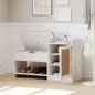 Biała Szafka Na Buty Z Siedziskiem I Rattanowymi Drzwiczkami 100X38X62,5 Cm