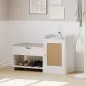 Biała Szafka Na Buty Z Siedziskiem I Rattanowymi Drzwiczkami 100X38X62,5 Cm
