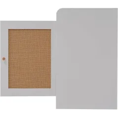 BIAŁA SZAFKA NA BUTY Z SIEDZISKIEM I RATTANOWYMI DRZWICZKAMI 100X38X62,5 CM