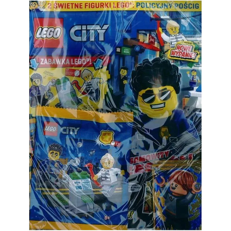 LEGO CITY + 2 ŚWIETNE FIGURKI LEGO POLICYJNY POŚCIG GAZETKA 4/2023