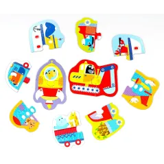 POJAZDY PUZZLE DO PARY 12 ELEMENTÓW CZUCZU 18M+ - Bright Junior Media