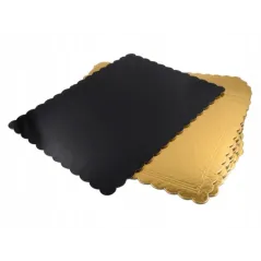 PODKŁAD PROSTOKĄTNY POD TORT CIASTO 35 X 46 CM ZŁOTO-CZARNY KARBOWANY BRZEG ALFATEC PRO
