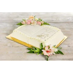 Podkład Prostokątny Pod Tort Ciasto 35 X 46 Cm Złoto-Czarny Karbowany Brzeg Alfatec Pro