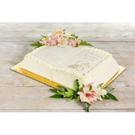 Podkład Prostokątny Pod Tort Ciasto 35 X 46 Cm Złoto-Czarny Karbowany Brzeg Alfatec Pro