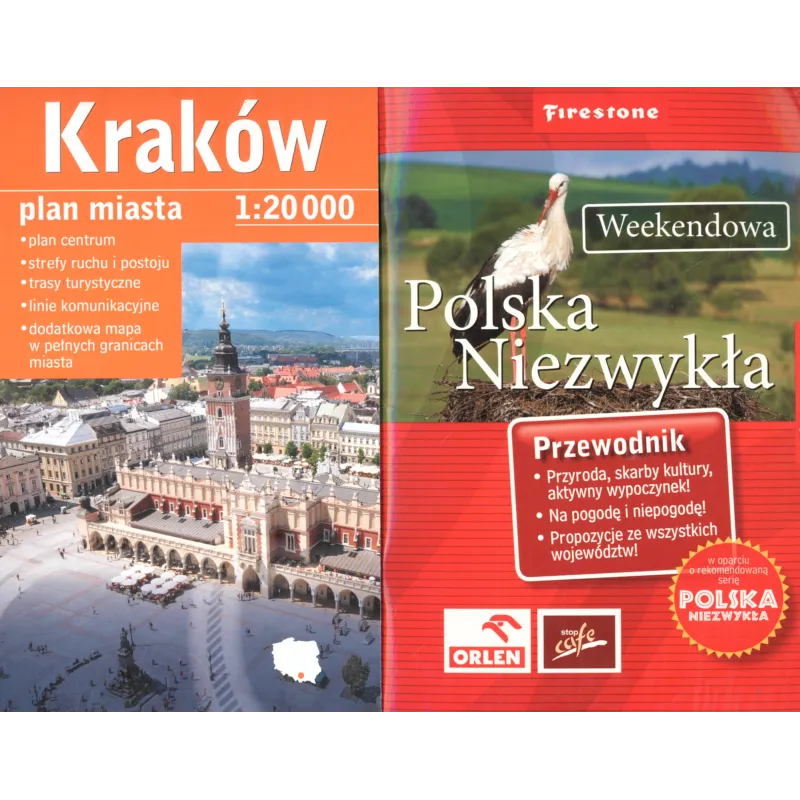 KRAKÓW PLAN MIASTA + POLSKA NIEZWYKŁA WEEKENDOWA PRZEWODNIK PAKIET