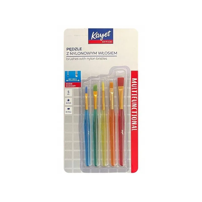 PĘDZLE Z NYLONOWYM WŁOSIEM 5 SZTUK KAYET