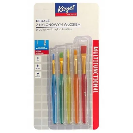 PĘDZLE Z NYLONOWYM WŁOSIEM 5 SZTUK KAYET