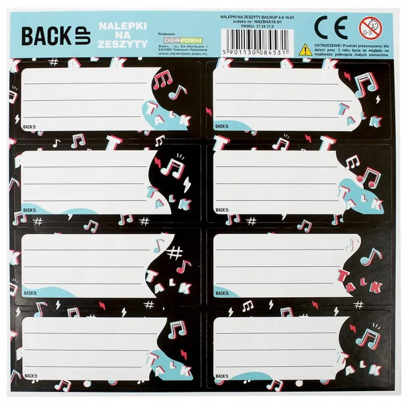 NAKLEJKI NA ZESZYTY NUTY DERFORM