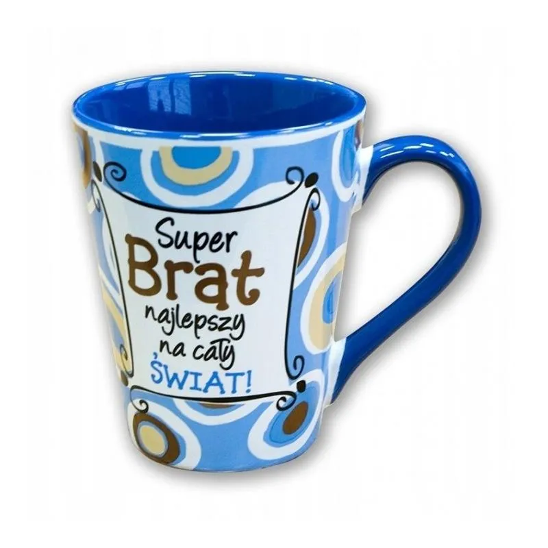 KOLOROWY KUBEK SUPER BRAT NAJLEPSZY NA CAŁYM ŚWIECIE 300ML