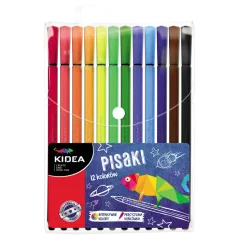 FLAMASTRY 12 KOLORÓW CIENKA KOŃCÓWKA DERFROM