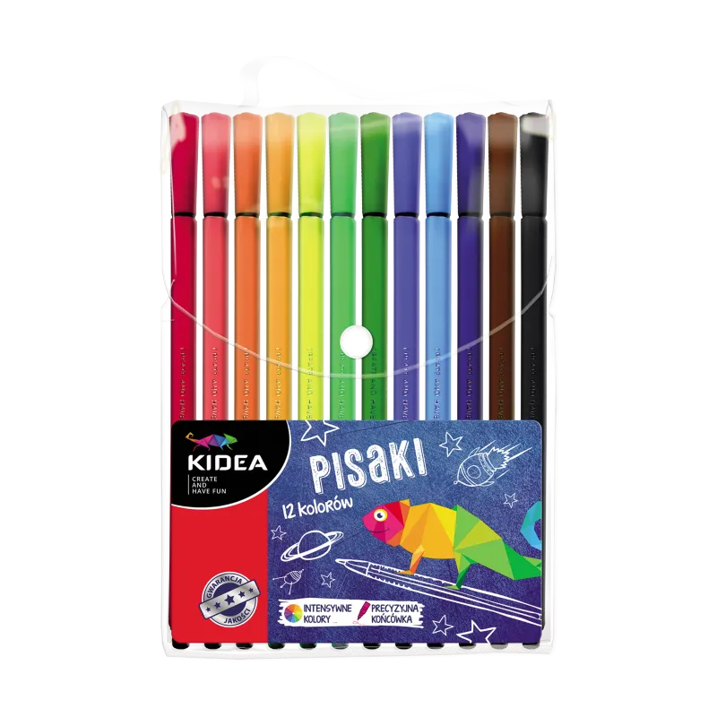 FLAMASTRY 12 KOLORÓW CIENKA KOŃCÓWKA DERFROM