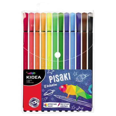 FLAMASTRY 12 KOLORÓW CIENKA KOŃCÓWKA DERFROM