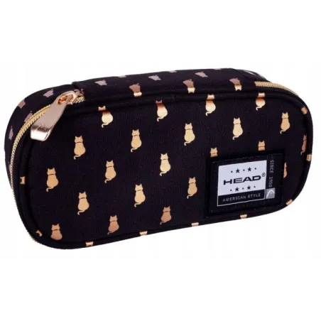 Usztywniany Piórnik Head Ac5 Kotki Złote Czarny Dla Ucznia