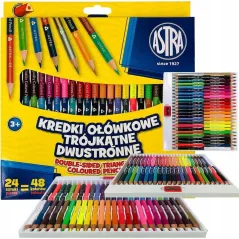 Kredki Ołówkowe Trójkątne Dwustronne 48 Kolorów 3+