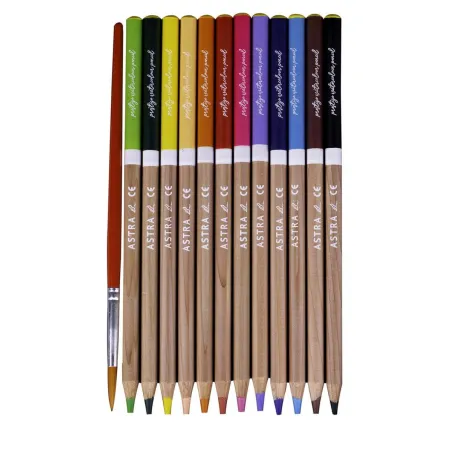 Kredki Akwarelowe Z Drewna Cedrowego Prestige Astra W Metalowym Pudełku 12 Kolorów