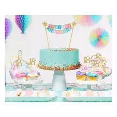 Złote Pikery 18 Na Tort Brokatowa Dekoracja