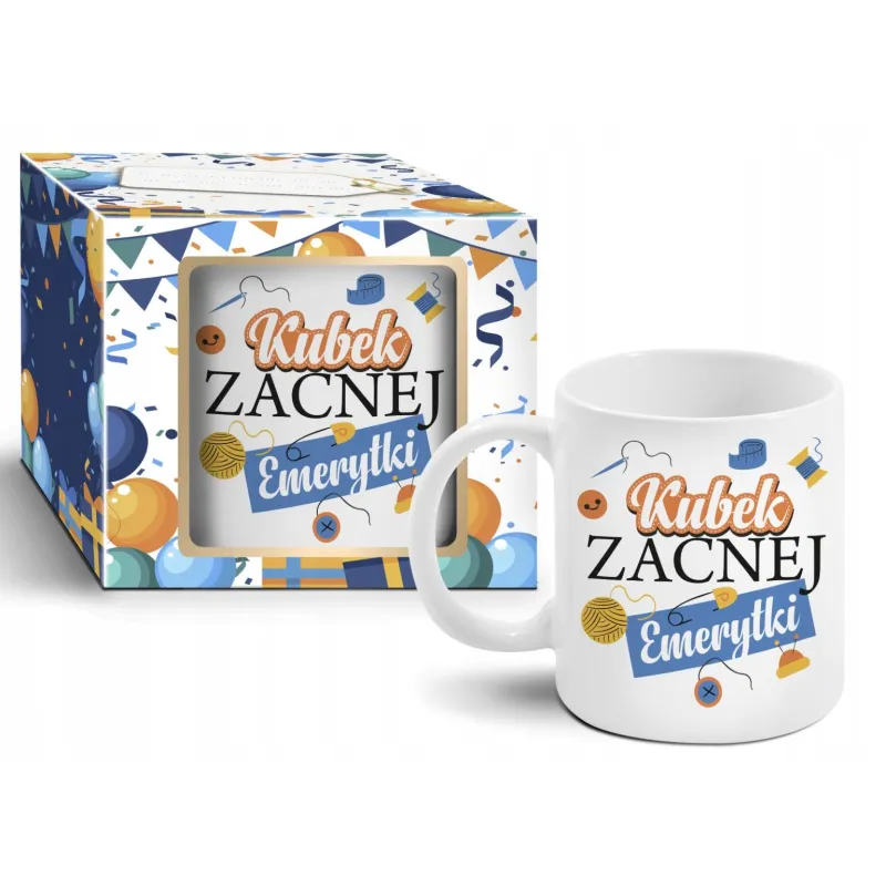 KUBEK CERAMICZNY Z NAPISEM KUBEK ZACNEJ EMERYTKI 300ML