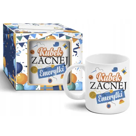 KUBEK CERAMICZNY Z NAPISEM KUBEK ZACNEJ EMERYTKI 300ML