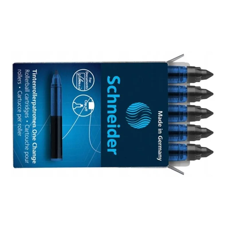 WKŁADY SCHNEIDER ONE CHANGE DO PIÓR KULKOWYCH 0,6 MM CZARNE 5 SZT.