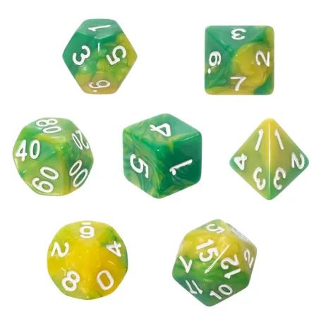 KOŚCI DO GIER RPG DWUKOLOROWE KOMPLET 7 SZT REBEL