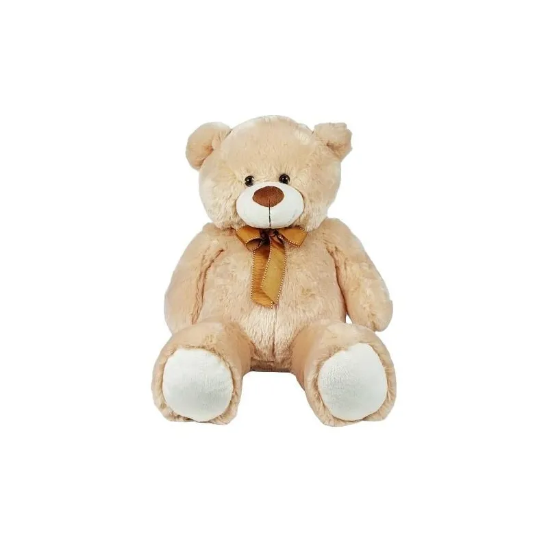 MASKOTKA MIŚ PLUSZOWY BEŻOWY Z KOKARDKĄ 70 CM