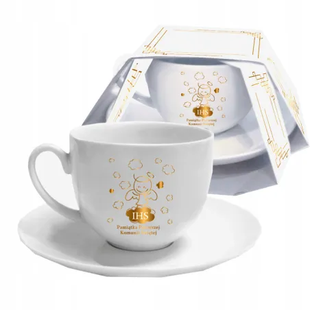 Biała Filiżanka Komunijna Aniołek 220 Ml Pamiątka Pierwszej Komunii